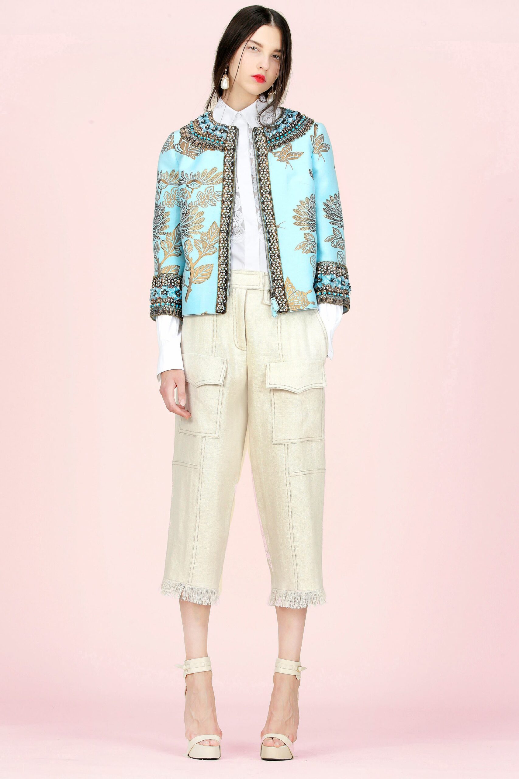 beige cotton relaxed cargo pants