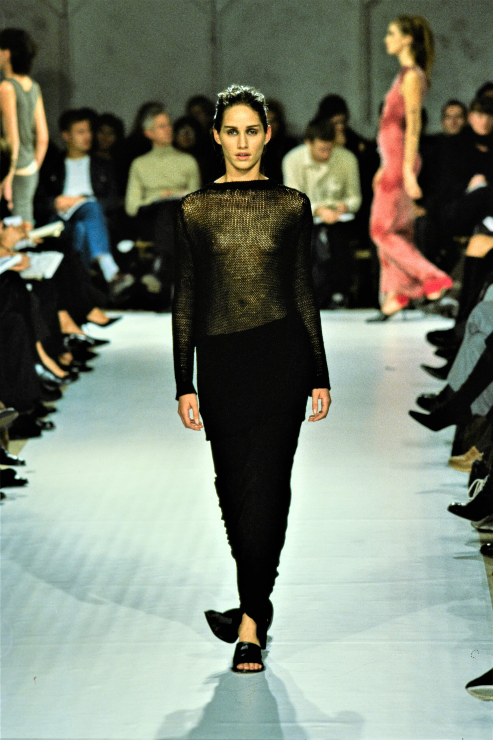 black mesh asymmetric dress