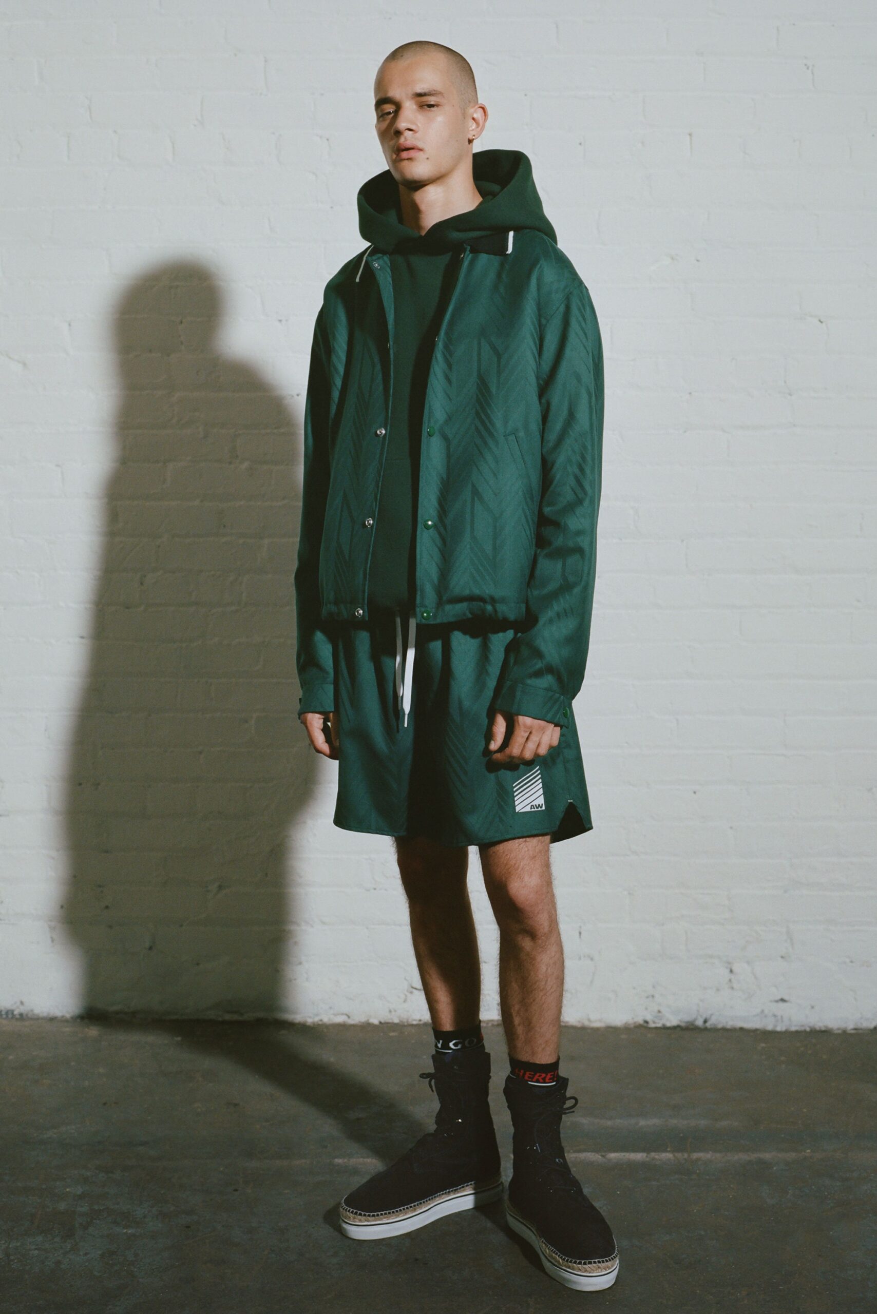 green relaxed jacket and shorts