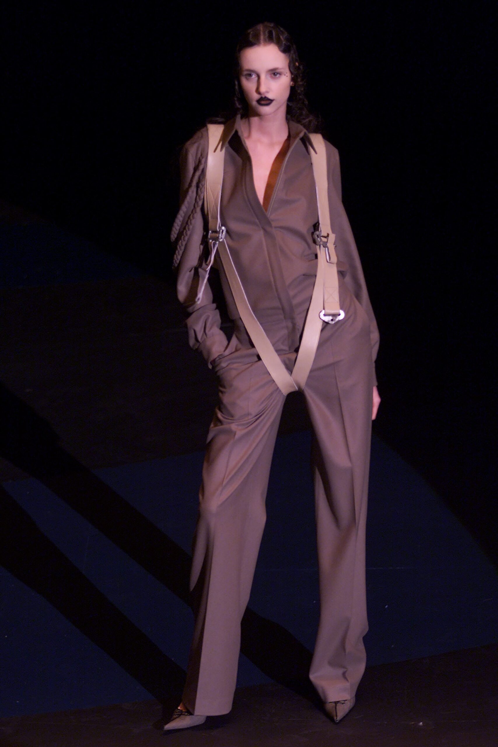 brown relaxed jumpsuit with belt