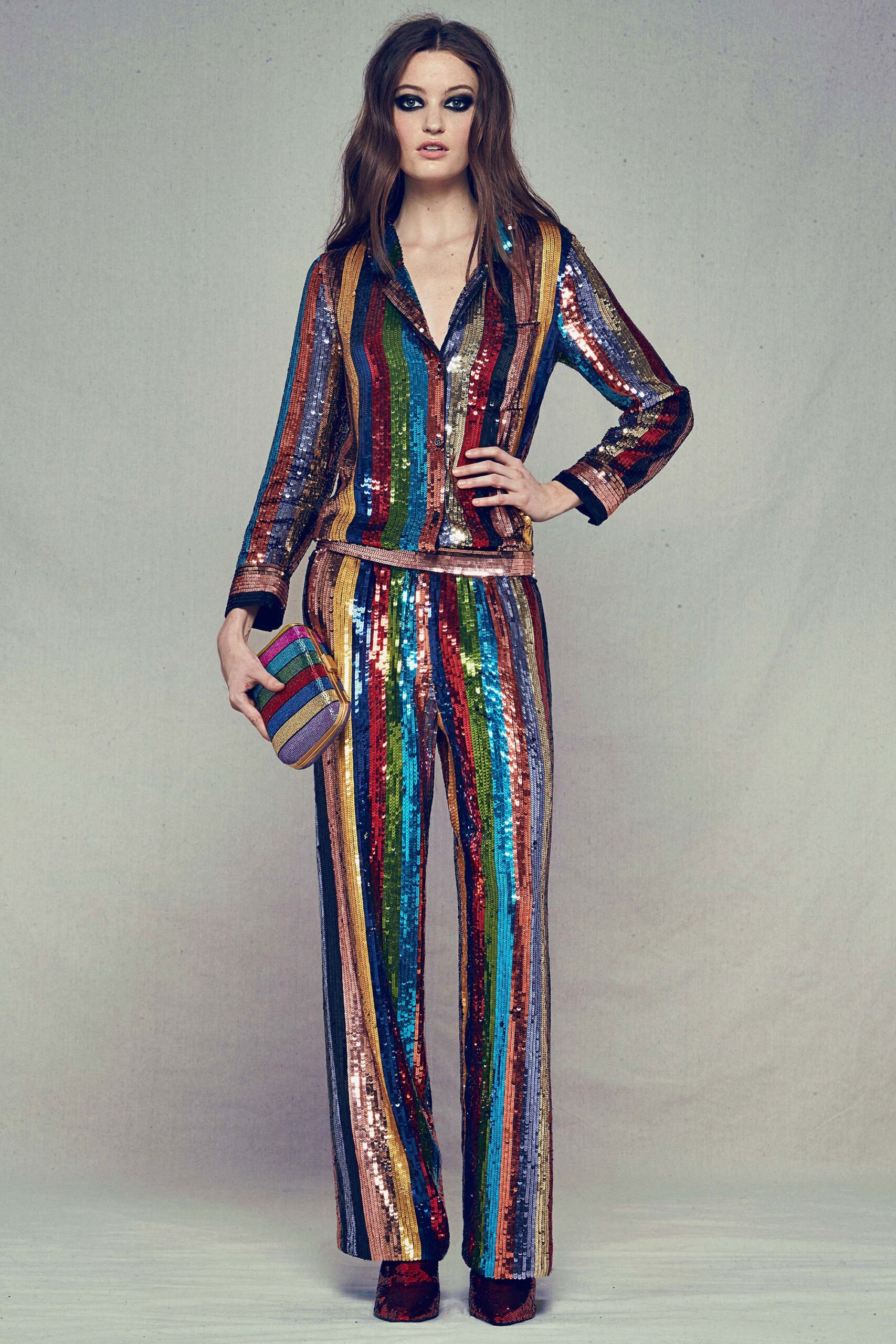 multi-colored sequin blazer and pants