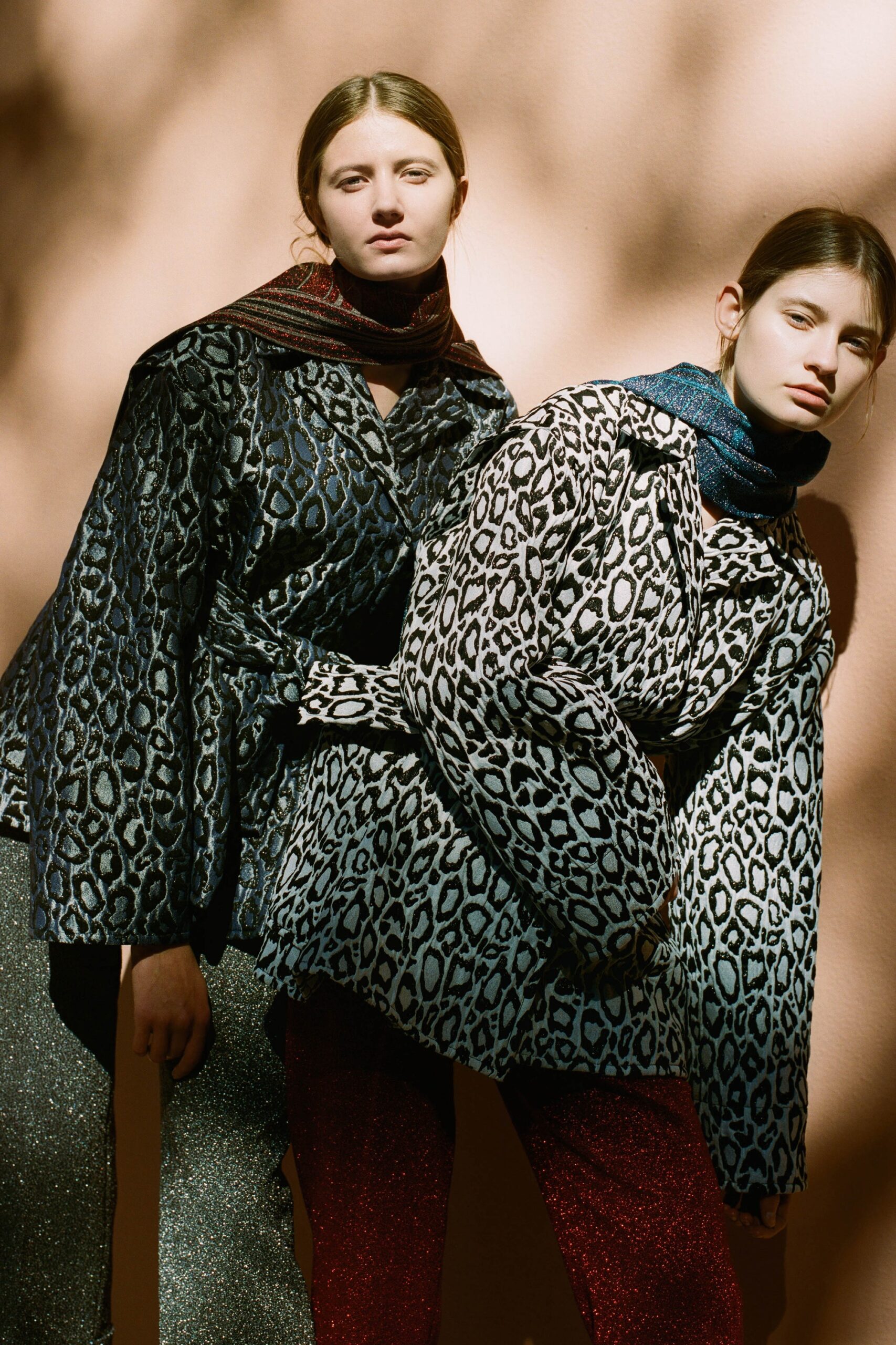relaxed animal-print jacket with velvet pants