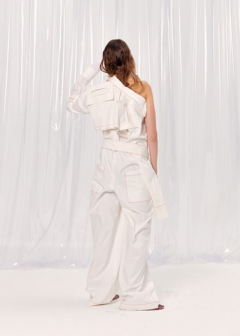 white relaxed asymmetric jumpsuit