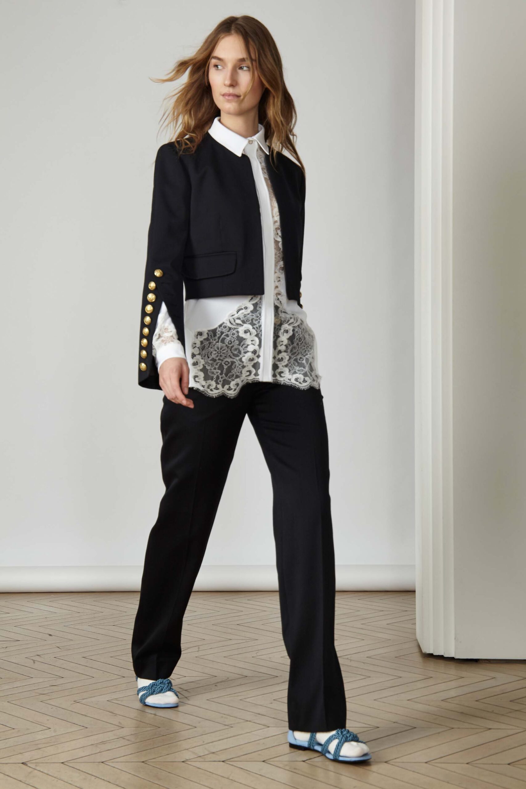 black blazer white shirt tailored pants
