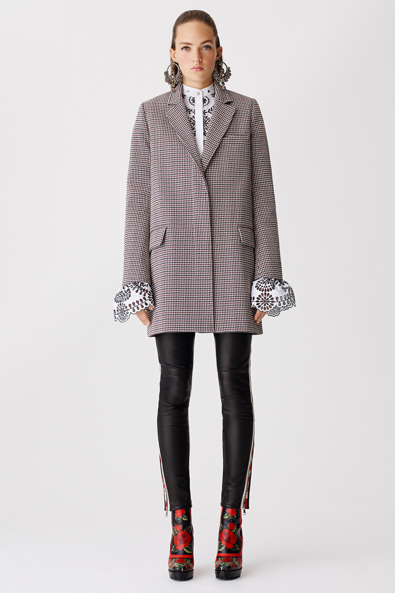 oversized checked blazer with fitted shirt