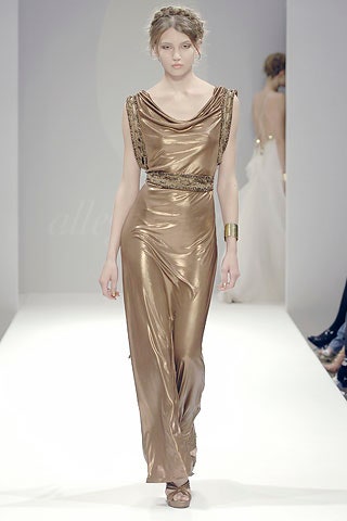 gold silk fitted gown
