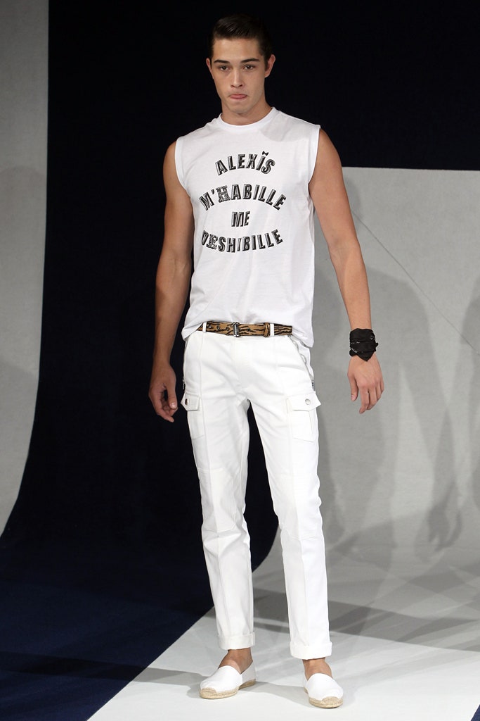 white fitted t-shirt and pants