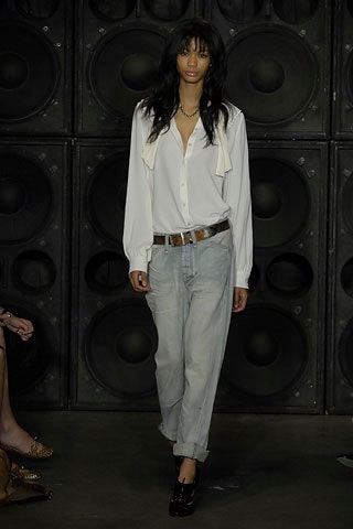 white relaxed shirt with denim pants