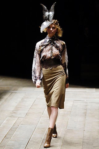 multi silk long-sleeve collared fitted ruffled blouse