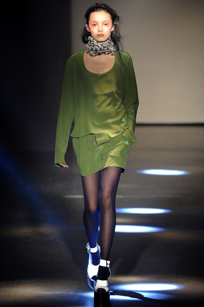 green silk sleeveless dress with scarf