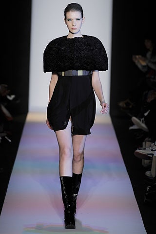 black wool short-sleeve structured layered cape
