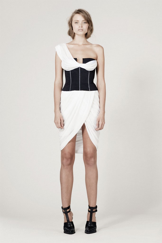 black and white asymmetric dress