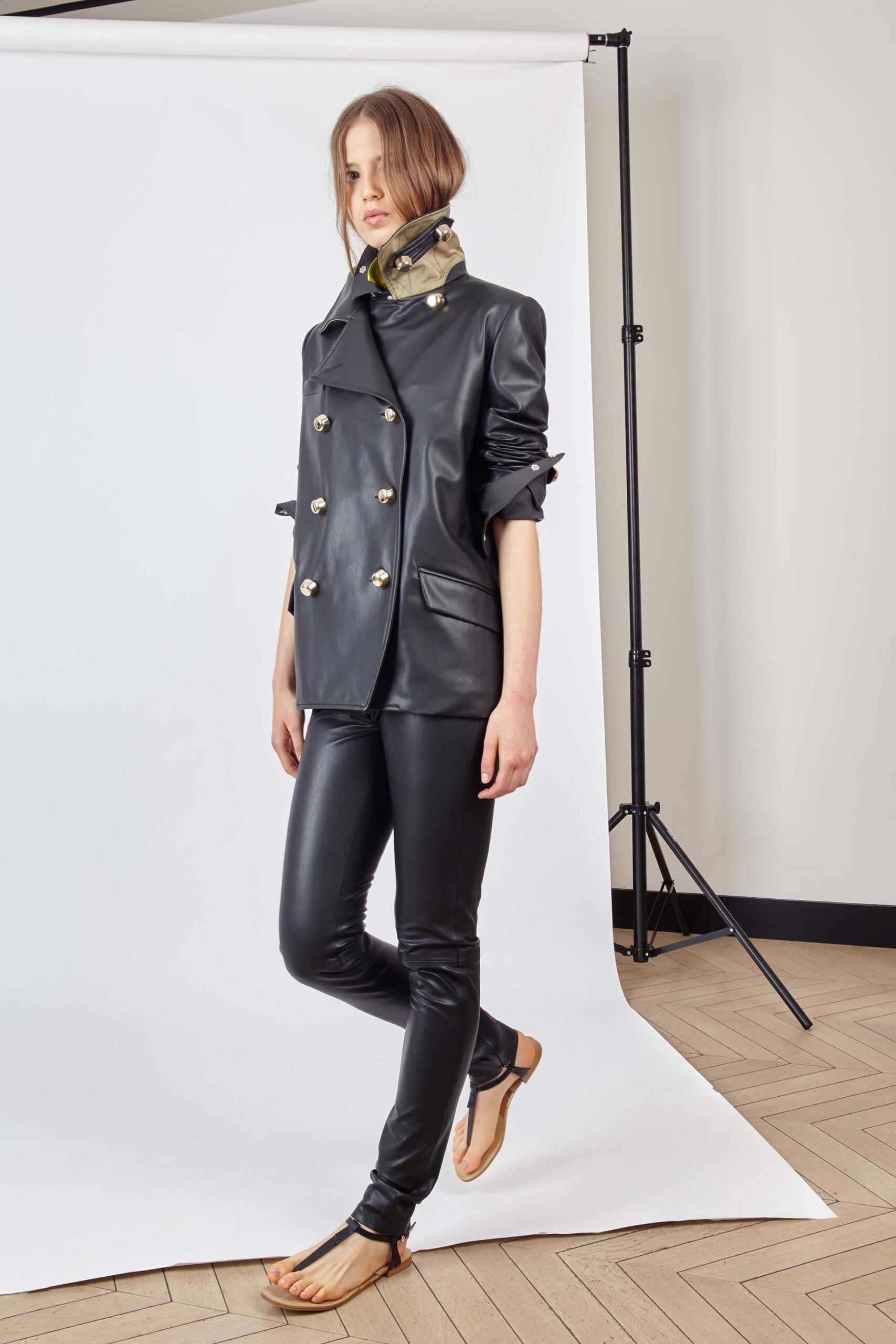 black leather jacket and pants