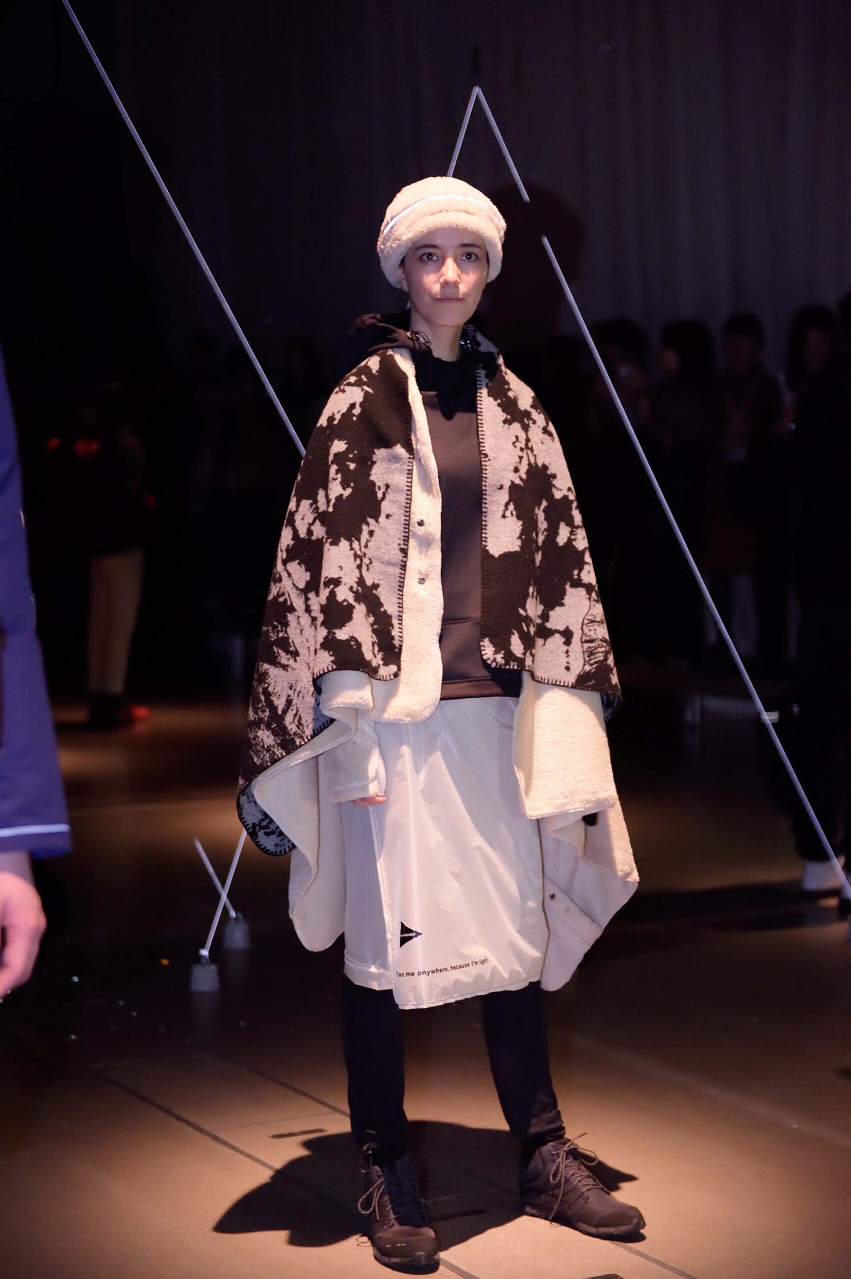 oversized black and white poncho with hoodie