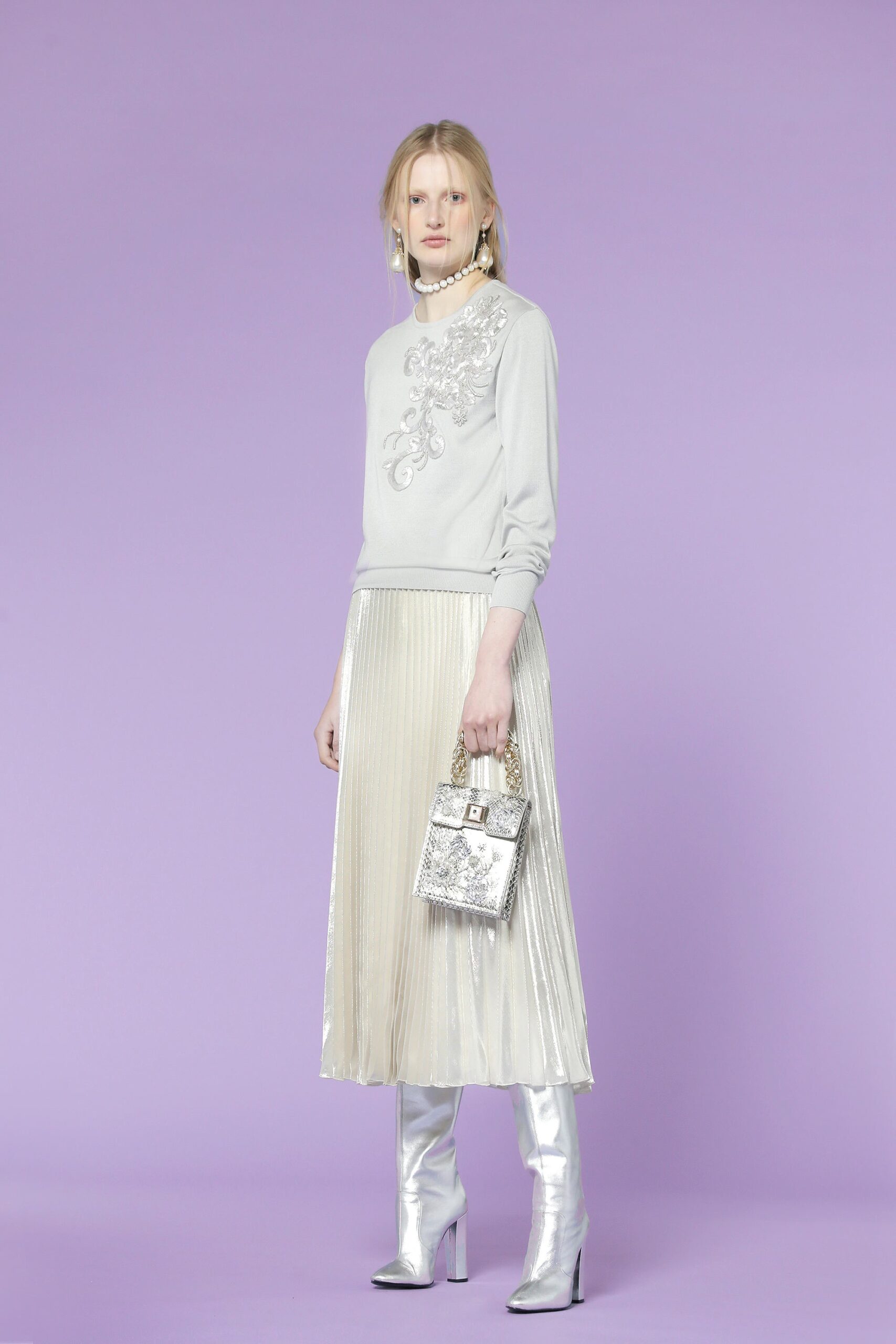 gray metallic bag
