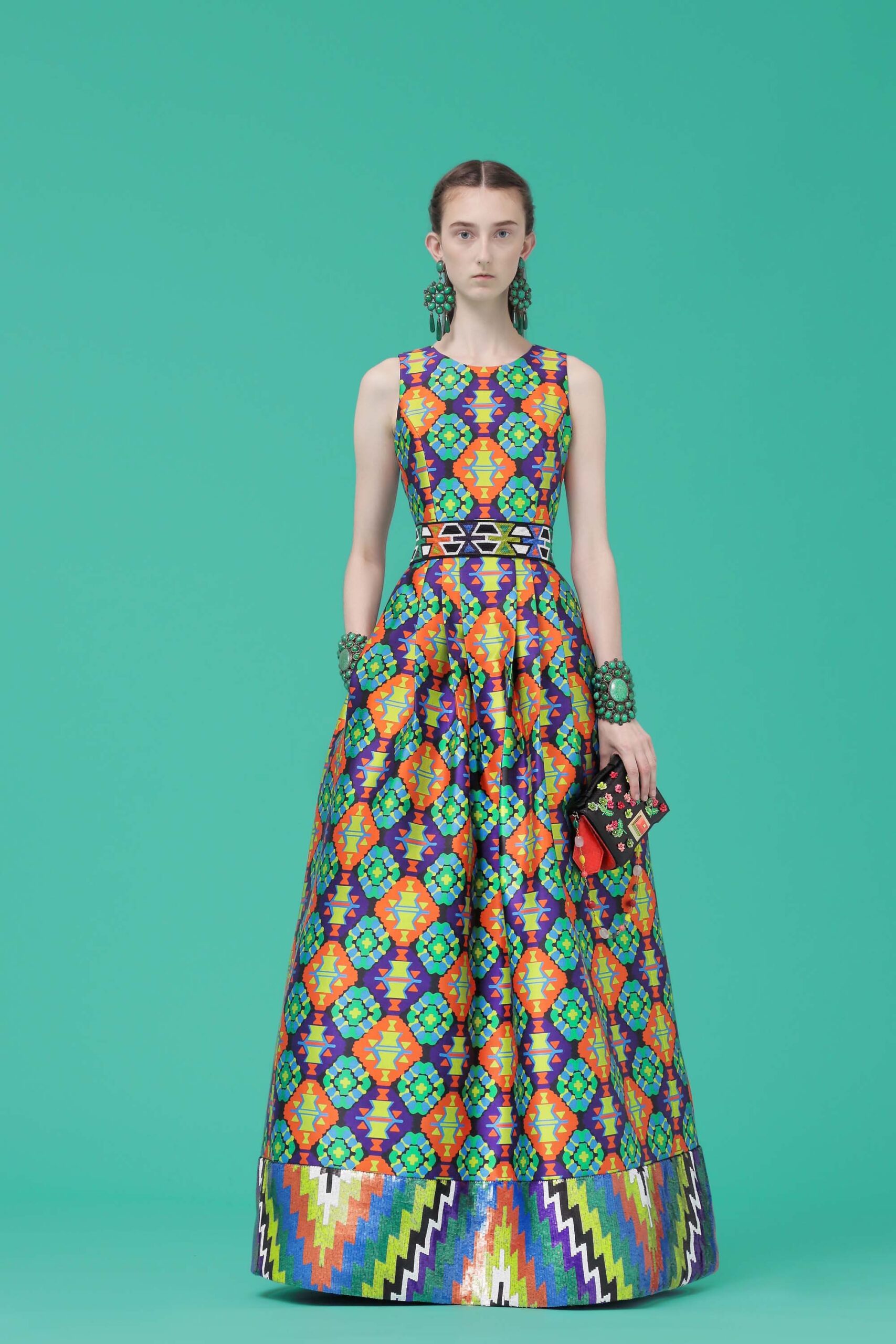 multi-colored sleeveless gown