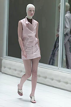 fitted pink leather mini dress