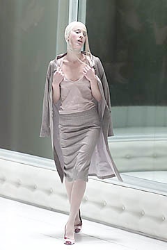 gray silk long-sleeve collared relaxed buttoned coat