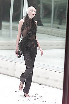 black silk fitted top and pants