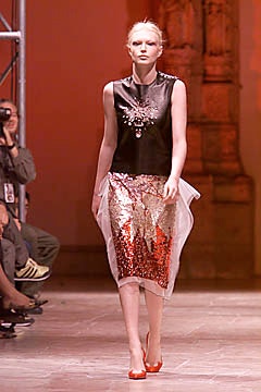 black silk embellished top with sequined skirt