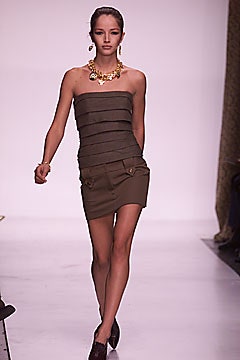 brown fitted strapless dress