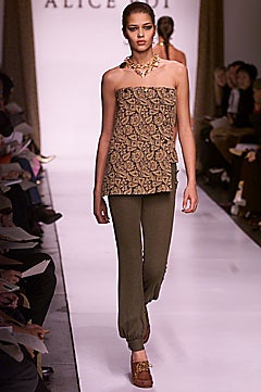 printed strapless top with relaxed pants