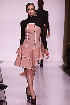 pink and black ruffled dress