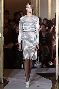 gray and white striped midi dress