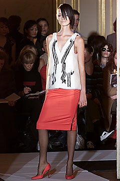 coral cotton fitted pencil skirt