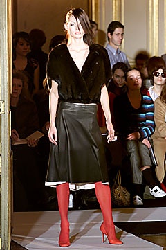 black leather fitted a-line midi skirt