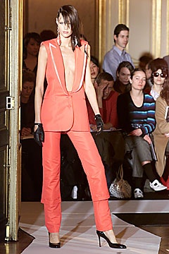 red long-sleeve v-neck fitted buttoned suit