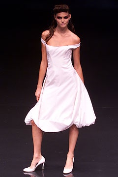 white silk off-shoulder dress