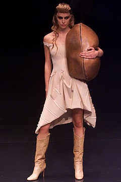 beige asymmetric off-shoulder dress