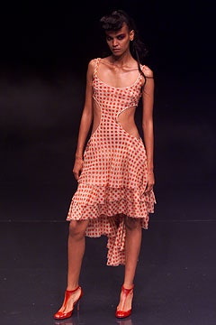 pink and red cutout dress