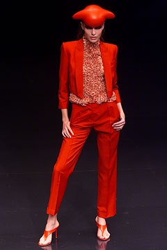 red tailored blazer and pants