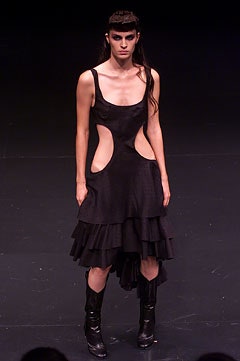 black fitted midi dress with cutouts