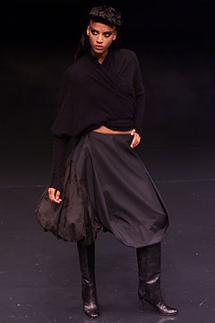black wool top with pleated skirt