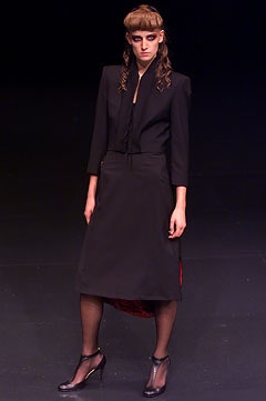 black silk long-sleeve dress