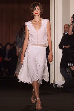 white silk top and skirt