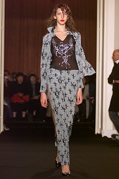 blue cotton fitted blazer and black lace top