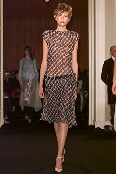 sheer black and white top with pleated skirt
