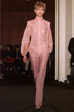 pink sheer silk blouse and pants