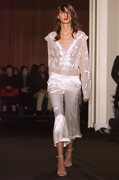 white silk long-sleeve v-neck fitted embroidered blouse
