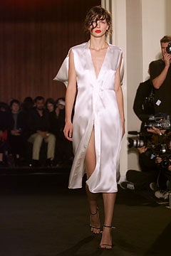 white silk fitted dress