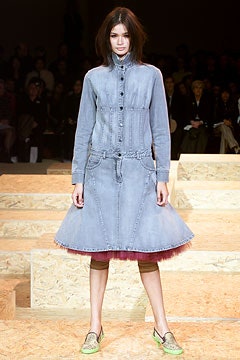 blue denim long-sleeve dress