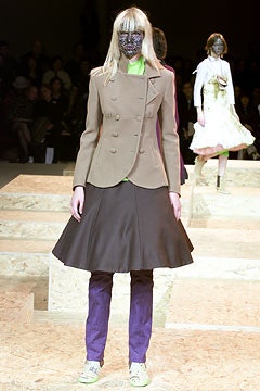 beige tailored blazer with brown skirt