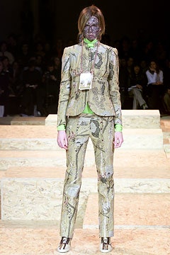 green printed tailored suit