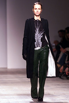 black tailored coat with printed top