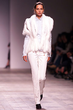 white cotton top with fur vest