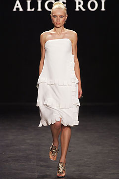 white strapless ruffled dress